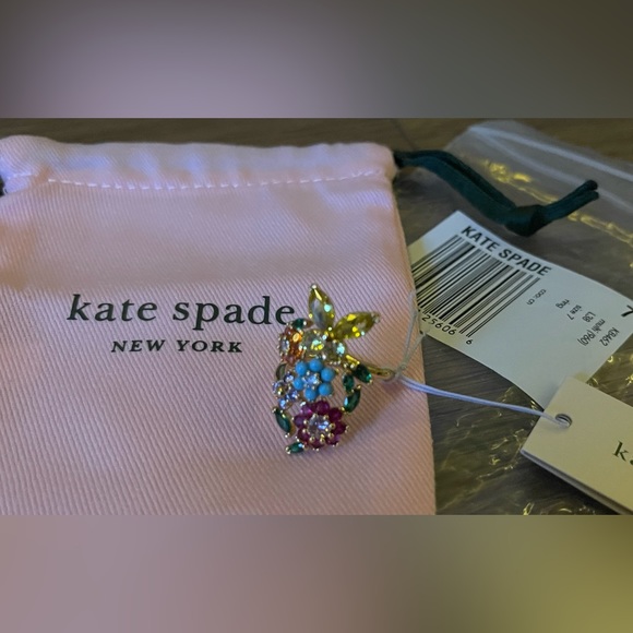 KATE SPADE-NWT Multi-Stone Floral Butterfly Statement Ring - Picture 8 of 15